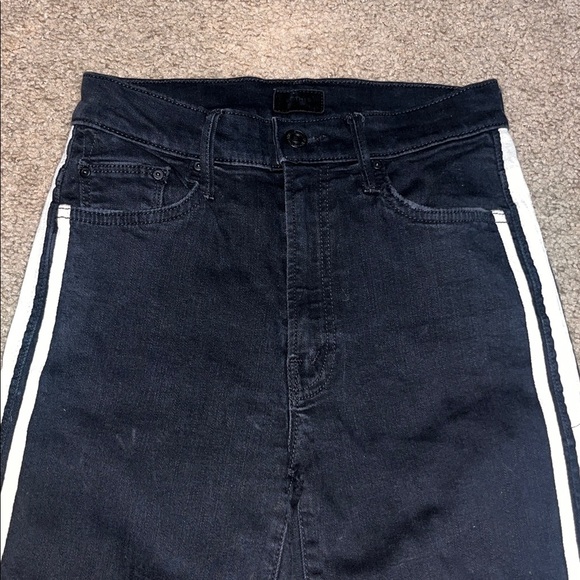 MOTHER The Insider Crop Step Fray Raw Hem Jeans Guilty Racer Black 26 - Picture 5 of 11